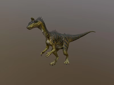 Realistic Reptile Dinosaur 3D Model with Spiked Back and Striped Skin Standing 3d model