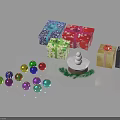 Festive Wooden Table With Colorful Gift Boxes Decorative Balls And Snow Globe