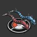 Game Dragon Characters Red and Blue Fierce with Open Mouths on Poké Ball Platform