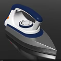 Modern Electric Iron With Blue Handle White Body Silver Soleplate And Control Dial