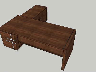 Wooden Office Desk With Drawers And Storage Cabinet Modern Design 3d model