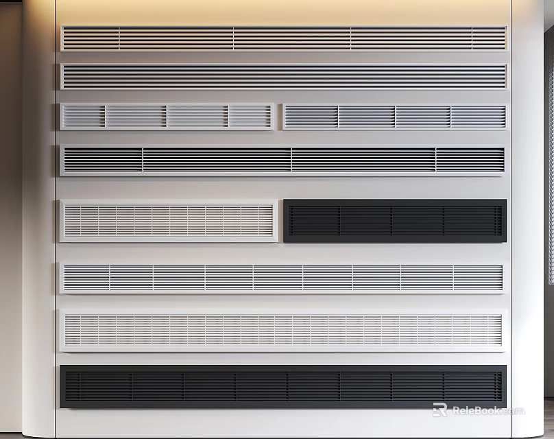 Modern Air Conditioner Vents With Various Grille Patterns And Wall Mounted Design 3d model