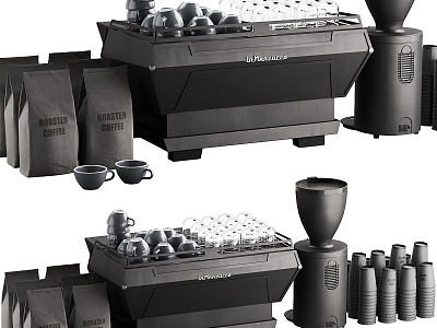 Modern Coffee Machine Coffee Bean Coffee Cup model