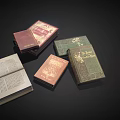 Vintage Books With Decorative Covers Open And Closed Displaying Various Designs And Pages