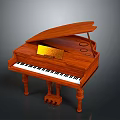 Wooden Upright Piano With Open Lid Golden Interior And Black White Keys For Home Decor