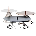 Modern Round Coffee Tables With Metal Grid Bases And Colored Tops