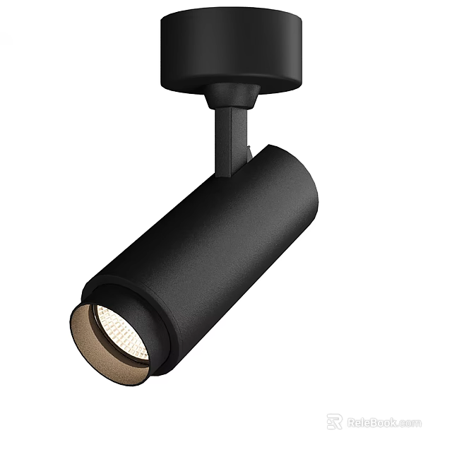 Black Cylindrical Track Mounted LED Spotlight With Sleek Modern Design For Home Lighting 3d model 
