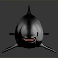 Realistic Gray And White Dolphin With Open Mouth Fins Tail Shiny Surface And Reflection