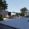 Terrace Garden Landscape Design With Trees Plants Lighting And Patio Tiles