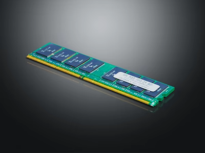 Green RAM Module With Circuit Board Memory Chips And White Label 3d model