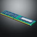 Green RAM Module With Circuit Board Memory Chips And White Label