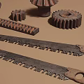 Vintage Antique Items Collection with Wooden Doors Piano Wheels Tools American Flag and Deer Skulls