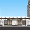 Modern Residential Building Entrance Gate With Stone Walls Metal Framework And Canopy