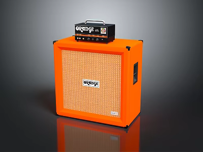 Orange High Quality Computer Speaker With Orange Cabinet And Black Audio Accessory 3d model