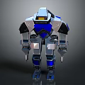 Blue Silver Mechanical Robot 3D Model With Armor And Mechanical Limbs 3d model