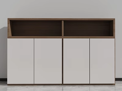 Modern Home Office File Cabinet With White Doors And Wooden Top Storage Solution 3d model