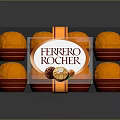 Ferrero Rocher Chocolate in Transparent Box with Multiple Golden Wrapped Balls and Orange Accents