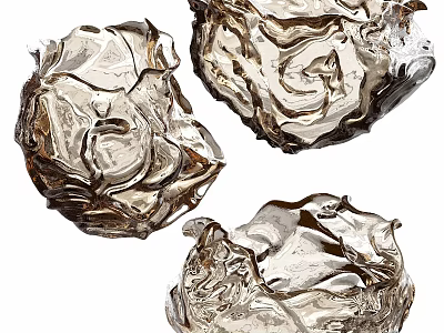 Artistic Glass Decorative Ornament Set With Textured Wavy Surface For Home Decor 3d model