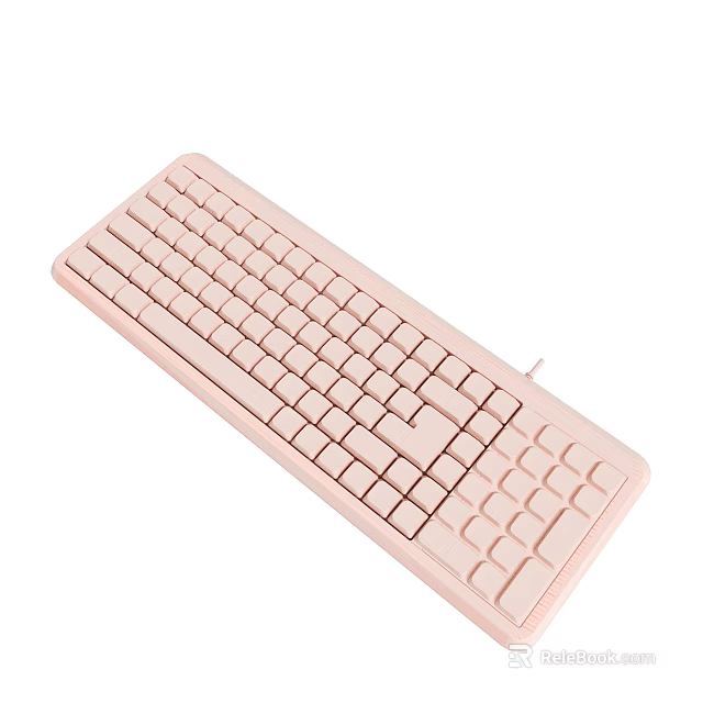 Pink Wired Keyboard With Chic Design And Smooth Key Surface 3d model