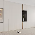 Modern White Wardrobe Design With Glass Door Display And Green Plant Decoration