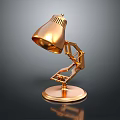 Golden Modern Table Lamp Combination With Adjustable Arm Metallic Base And Lamp Head