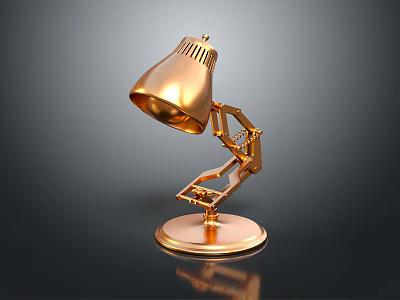 Golden Modern Table Lamp Combination With Adjustable Arm Metallic Base And Lamp Head 3d model