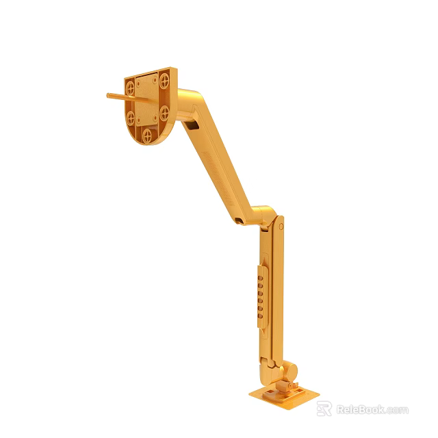Golden Mechanical Arm Structure With Connecting Joints And Industrial Design Elements 3d model 