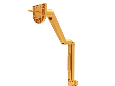 Golden Mechanical Arm Structure With Connecting Joints And Industrial Design Elements 3d model