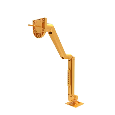 Golden Mechanical Arm Structure With Connecting Joints And Industrial Design Elements 3d model