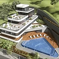 Modern Detached Villa Featuring Rooftop Terrace Swimming Pool Sun Loungers And Greenery