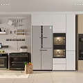 Smart Machines In Modern Kitchen Featuring Integrated Smart Appliances And Cabinets 3d model