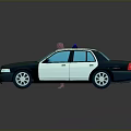 3D Police Car Model With Red And Blue Lights And Blue Figure Standing On Roof