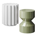 Modern White and Green Side Table with Ribbed Texture and Sleek Two Tiered Design 3d model