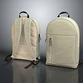 Light Beige Leather Backpacks With Front Zip Pocket And Mesh Back Panel Design 3d model