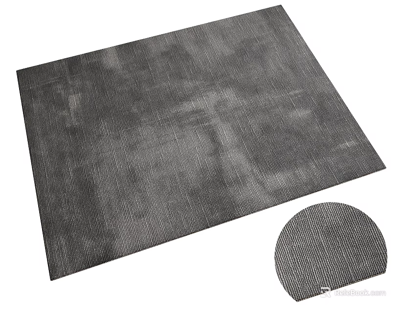 Gray Textured Square Rug With Circular Material Sample For Home Decor 3d model 