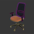 Orange Padded Seat Office Chair With Black Mesh Backrest Armrests And Swivel Base