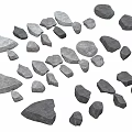 Natural Gray Stones and Wood Pieces in Various Sizes and Shapes