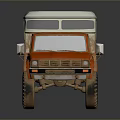 Orange And White Military Off Road Vehicle With Roof Top And Large Wheels