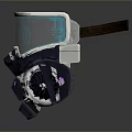 Futuristic Weapon With Transparent Visor Blue Circular Light And Purple Silver Components