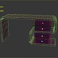 Stylish Modern Purple Desk With Curved Structure And Multiple Functional Drawers