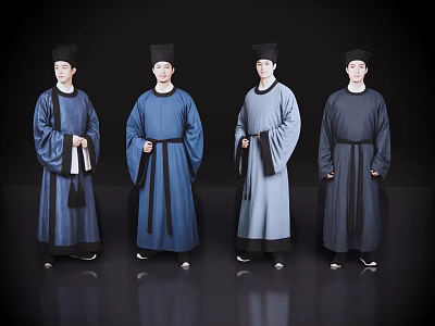 2D costume figure Song Dynasty man costume man 3d model