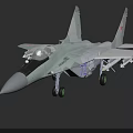 Light Gray Fighter Jet With Red Star Emblem Landing Gear And Missile Attachments