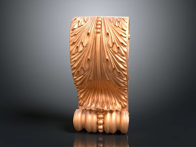Intricate Carved Decorative Column With Leaf Patterns And Round Base 3d model