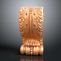 Intricate Carved Decorative Column With Leaf Patterns And Round Base