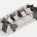 Double sofa three-seat sofa pillow 3d model