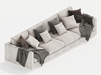 Double sofa three-seat sofa pillow 3d model