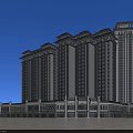 Commercial Street Modern Design With High Rise Buildings Glass Facades And Ground Floor Shops