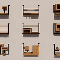 Wall Mounted Wooden Shelving Units With Various Designs Black Frames And Storage Solutions