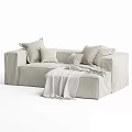 Modern Multi Seater Fabric Sofa With Plush Pillows And Cozy Throw Blanket