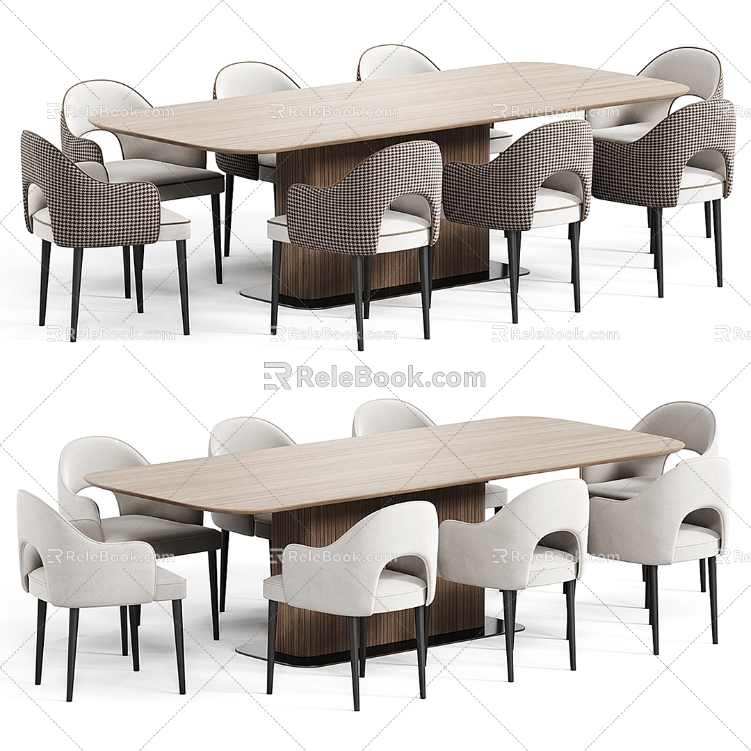 Modern Dining Table and Chair 3d model